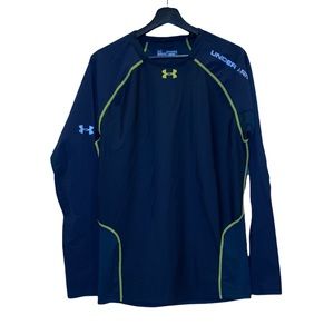 BNWT Men’s Under Armour navy blue w/ yellow stitching compression long sleeve